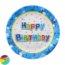 Krožniki Happy birthday modri